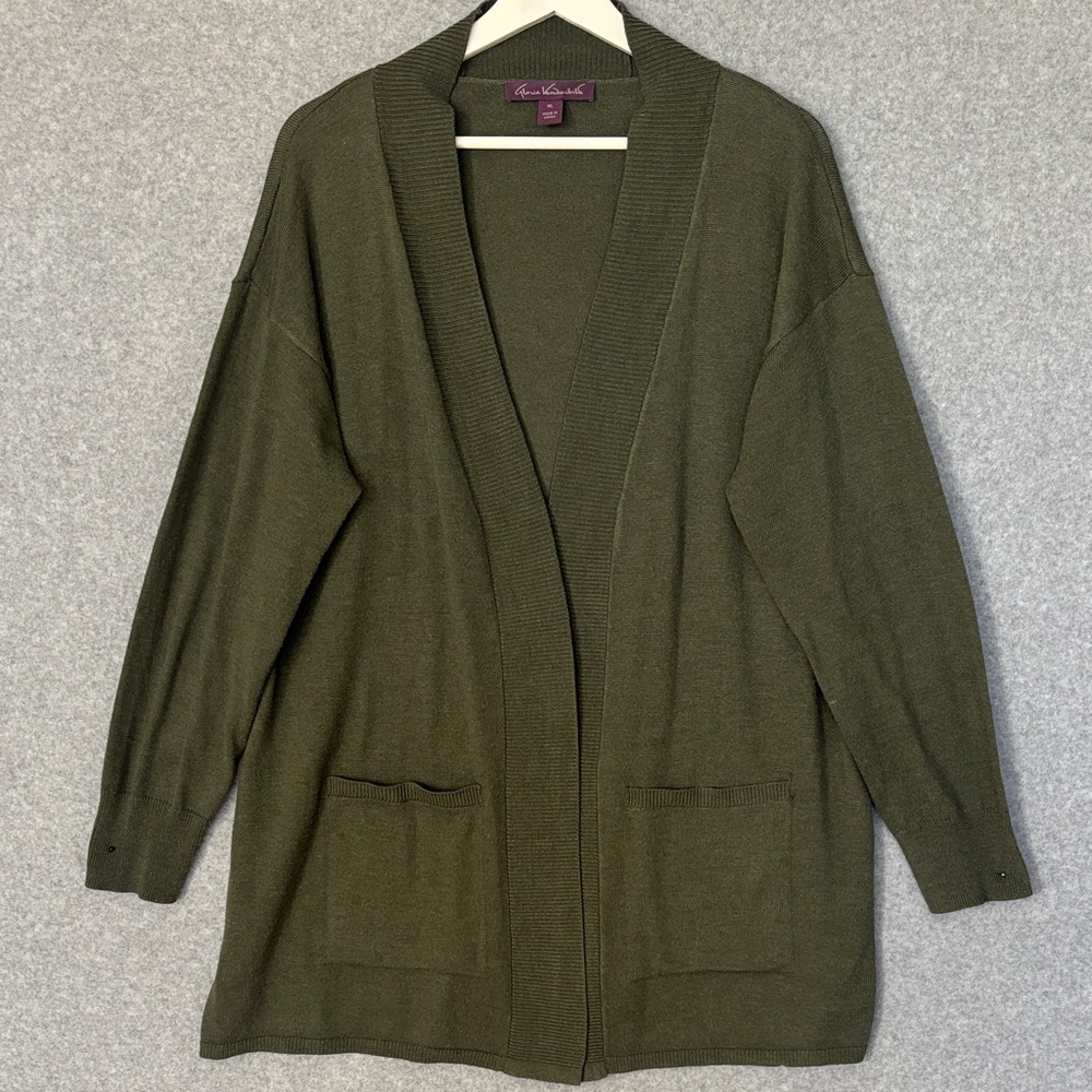 Gloria Vanderbilt Cozy Neutral Cardigan XL Olive Green - Picture 2 of 7